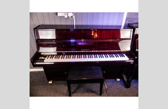 Used Samick Polished Mahogany SU115 Upright Piano - All Inclusive Premium Package (SN:HIK01319) - Image 1
